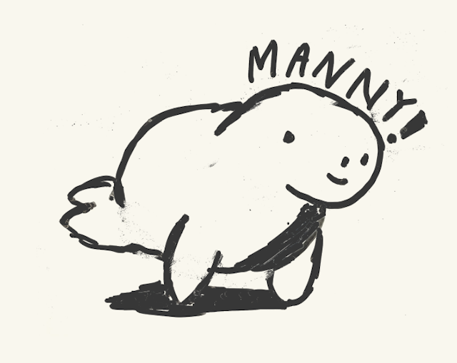 marker drawn mascot, manny